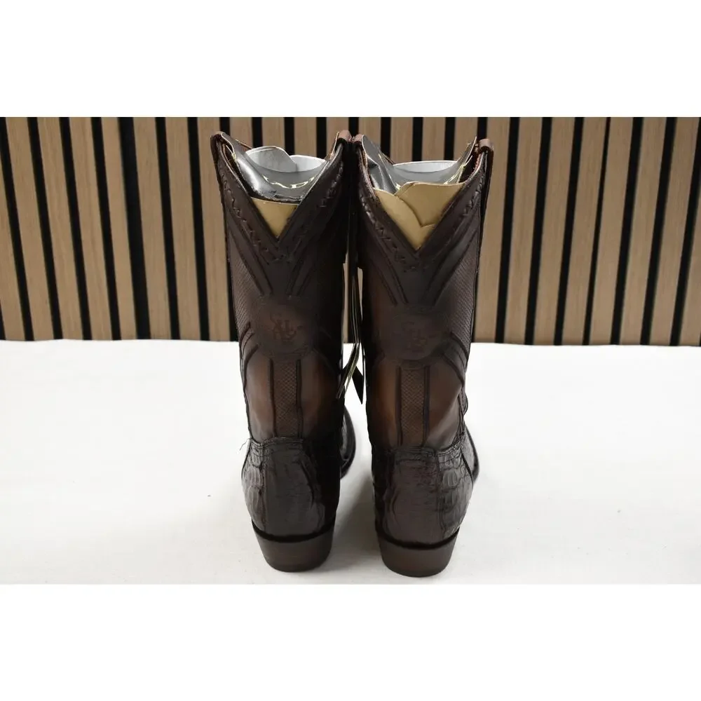 Cuadra Men's Brown Caiman Embroidery Laser Woven CU857 Size 8.5 Premium Leather